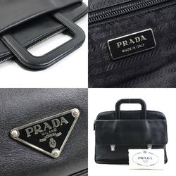 PRADA handbag bag leather black men a0514