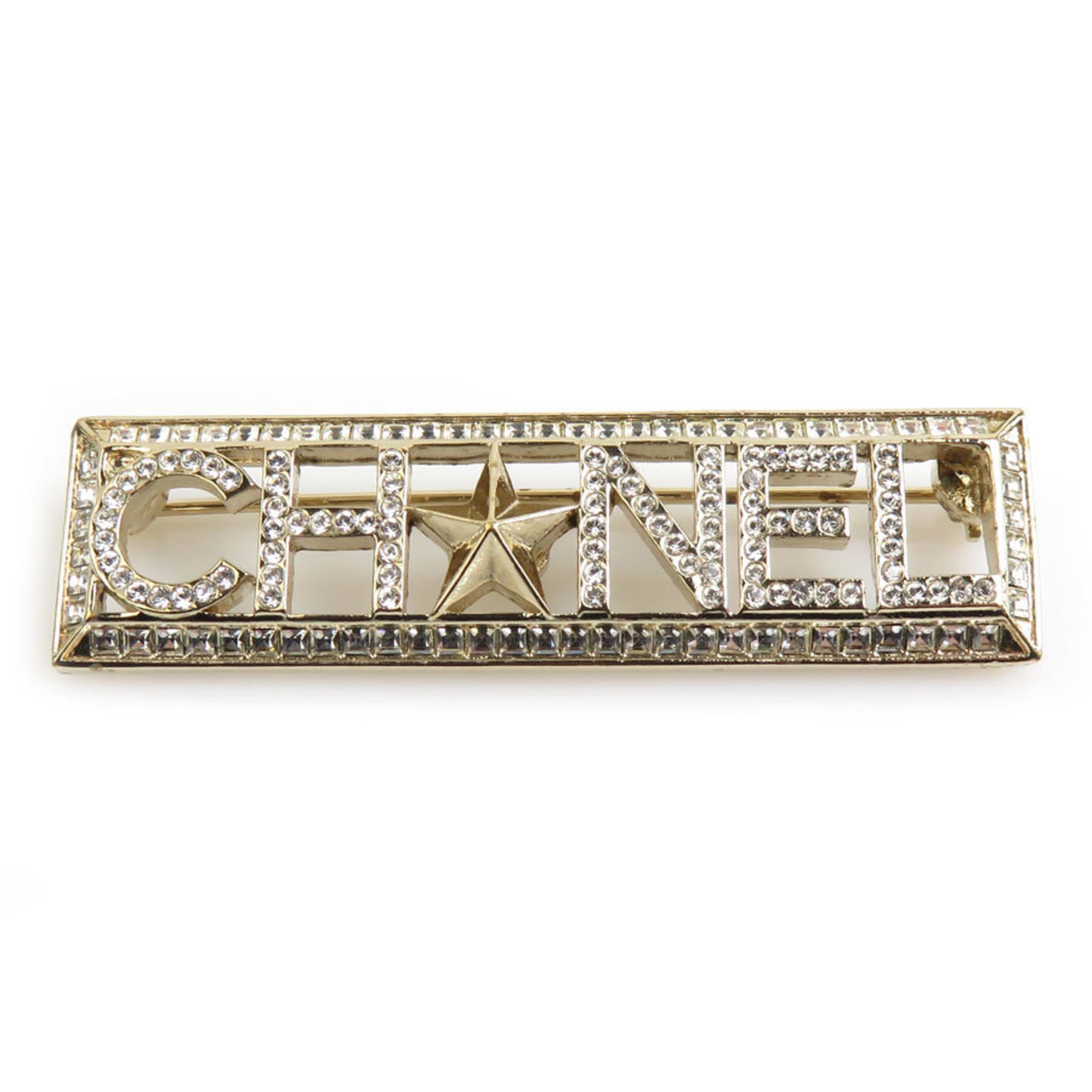 CHANEL Brooch Metal Rhinestone Gold Silver Women's e59584i