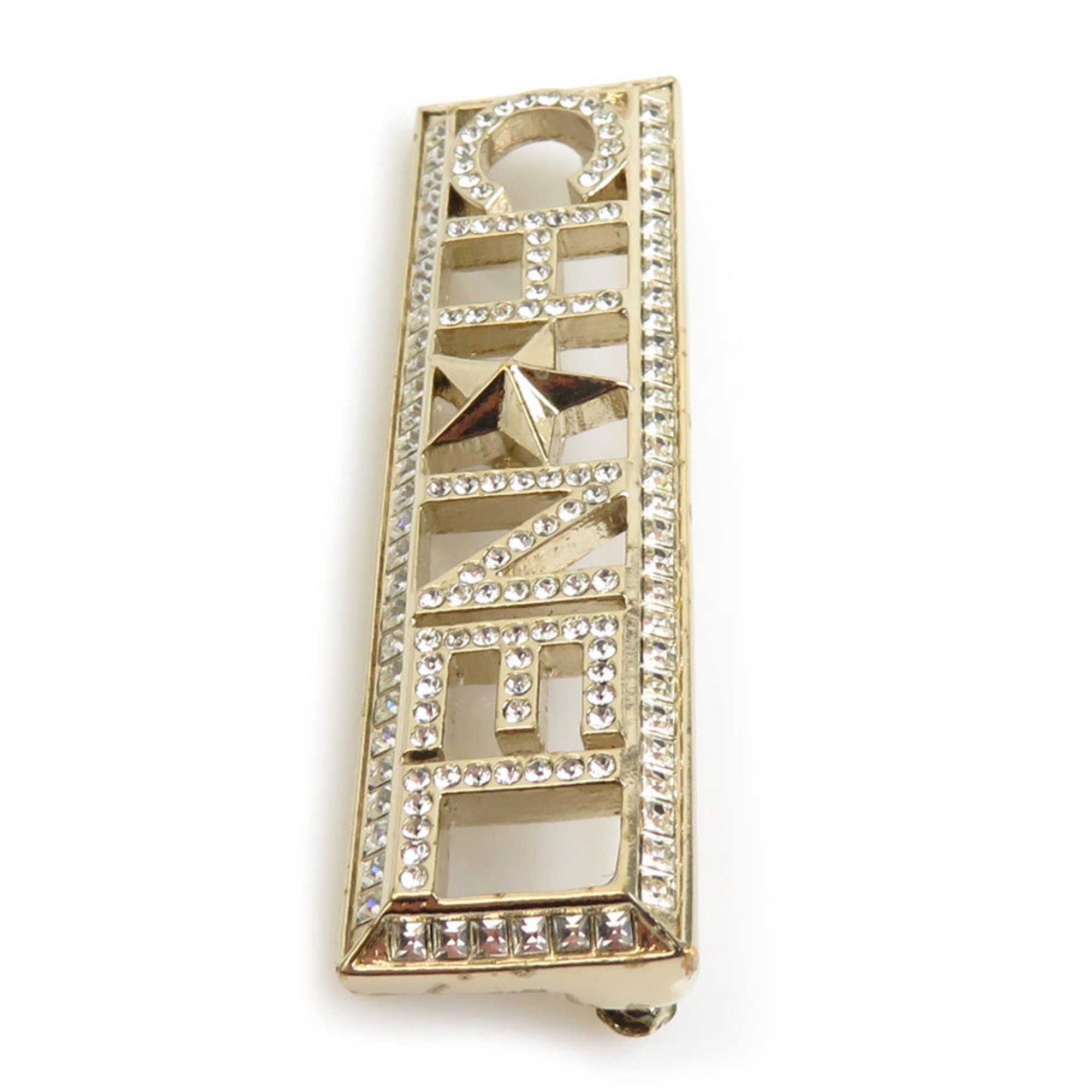 CHANEL Brooch Metal Rhinestone Gold Silver Women's e59584i