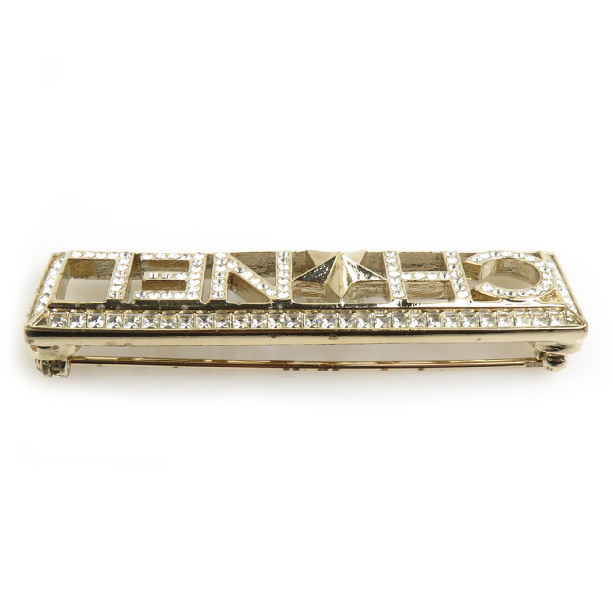 CHANEL Brooch Metal Rhinestone Gold Silver Women's e59584i