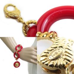 CHANEL Coco Mark Bracelet Metal Resin Gold Red Women's e59543a