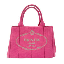 PRADA handbag tote bag shoulder canapa canvas pink ladies z2860