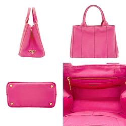 PRADA handbag tote bag shoulder canapa canvas pink ladies z2860