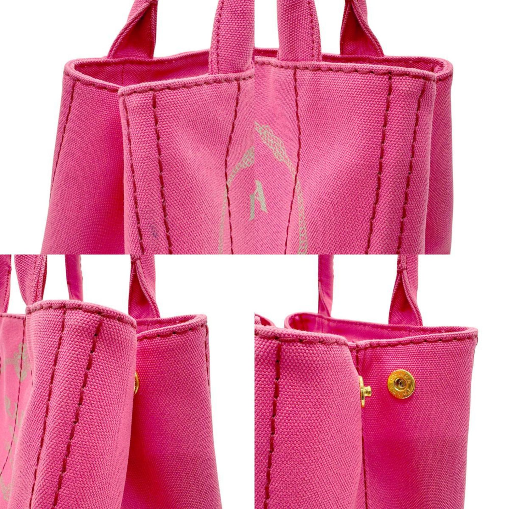 PRADA handbag tote bag shoulder canapa canvas pink ladies z2860