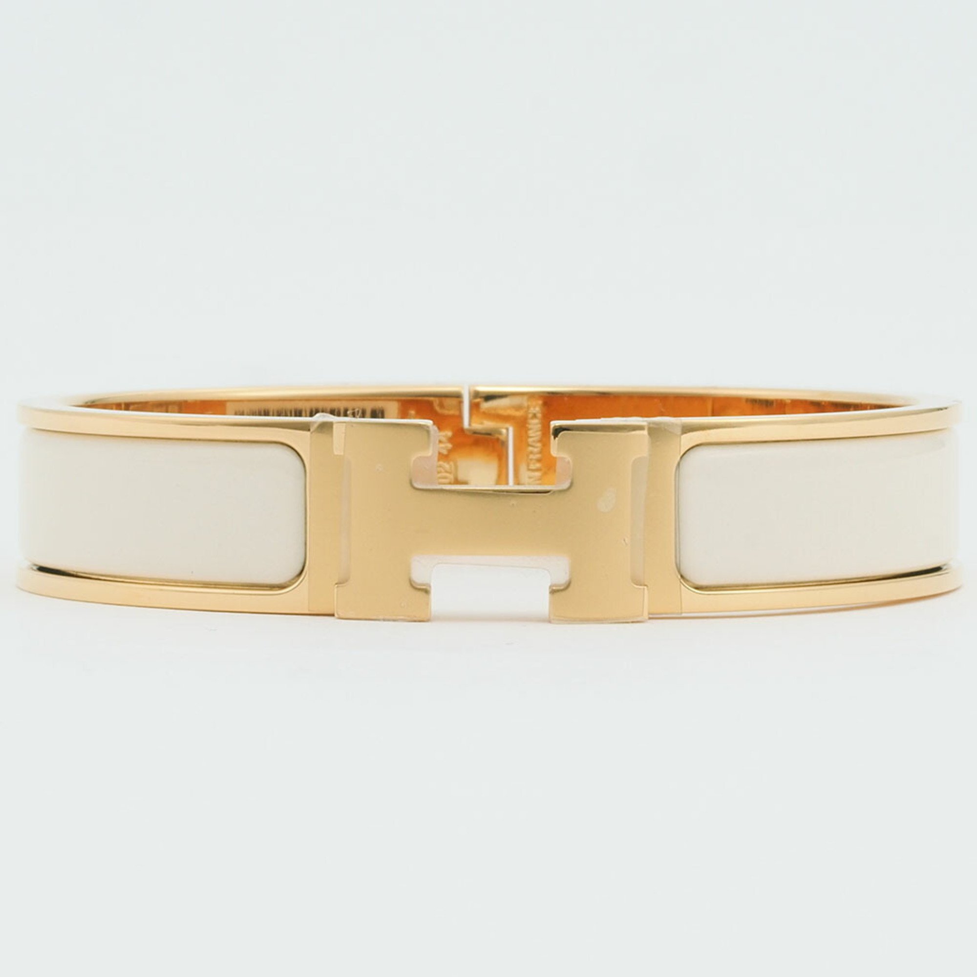 Hermes Enamel Bracelet Click H PM Bangle Crème Yellow Gold H700001F 85PM Women's HERMES