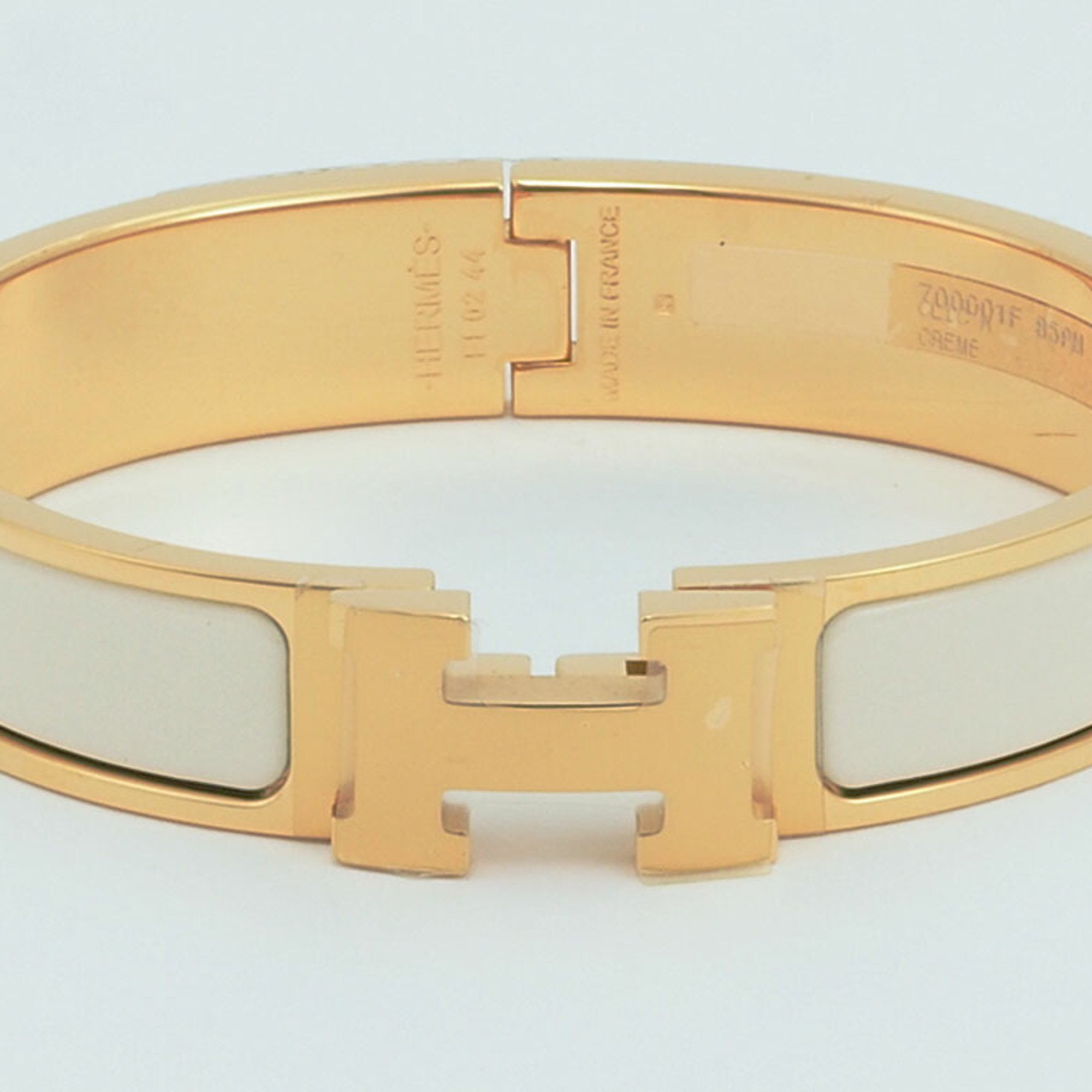 Hermes Enamel Bracelet Click H PM Bangle Crème Yellow Gold H700001F 85PM Women's HERMES