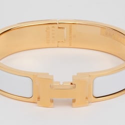 Hermes Enamel Bracelet Click H PM Bangle White Yellow Gold H700001F 31PM Women's HERMES