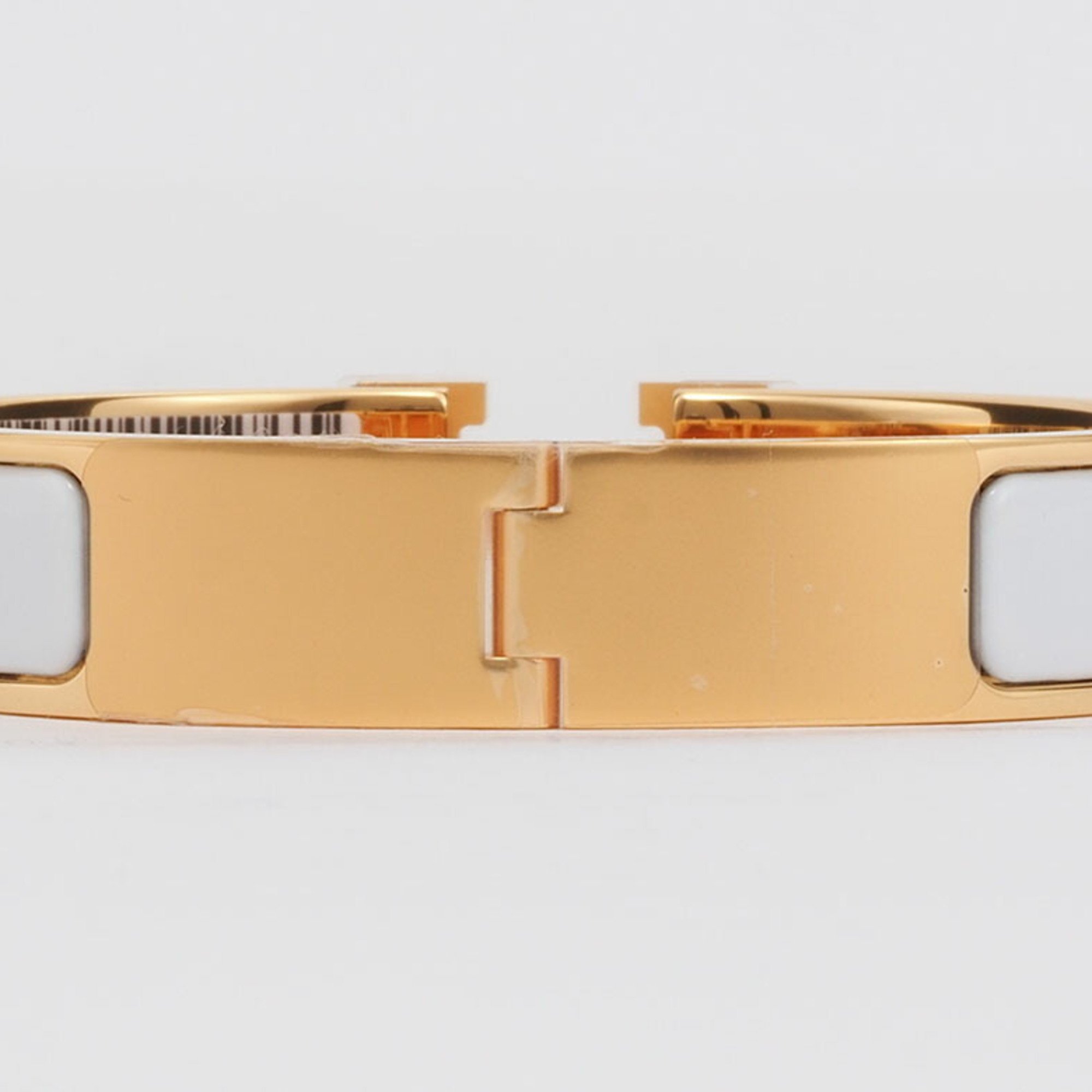 Hermes Enamel Bracelet Click H PM Bangle White Yellow Gold H700001F 31PM Women's HERMES