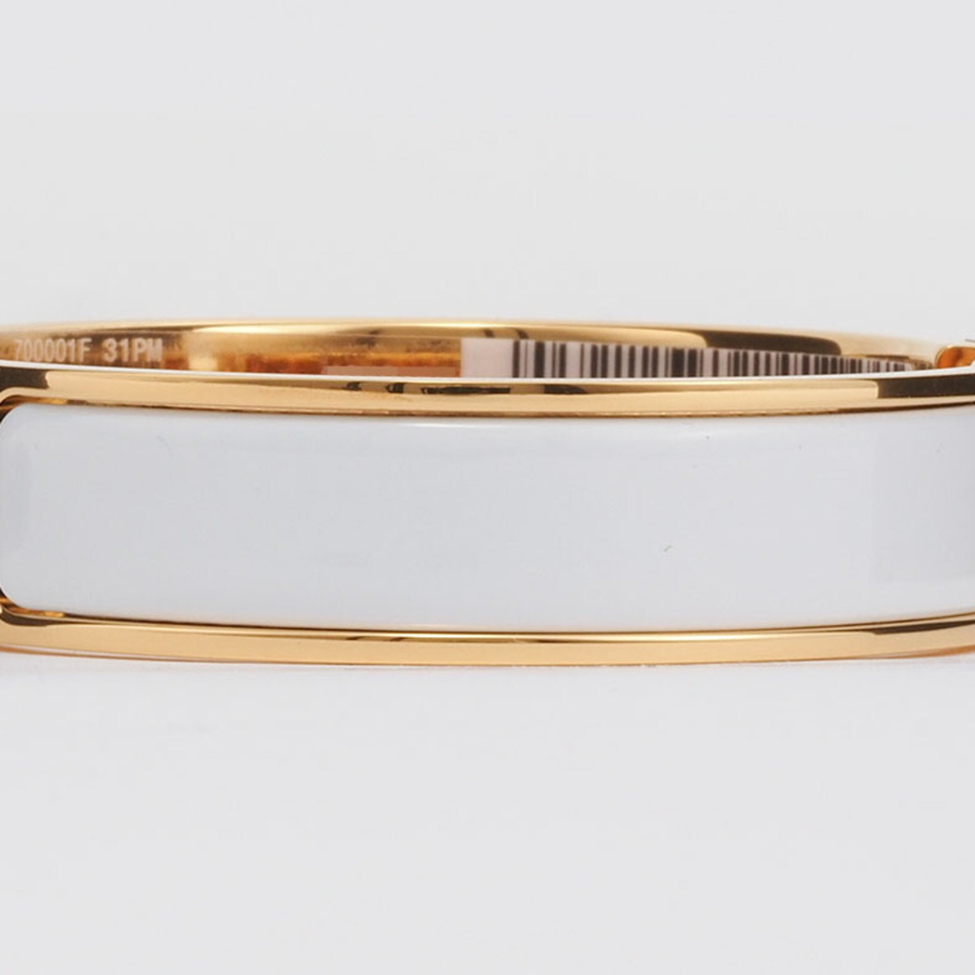 Hermes Enamel Bracelet Click H PM Bangle White Yellow Gold H700001F 31PM Women's HERMES