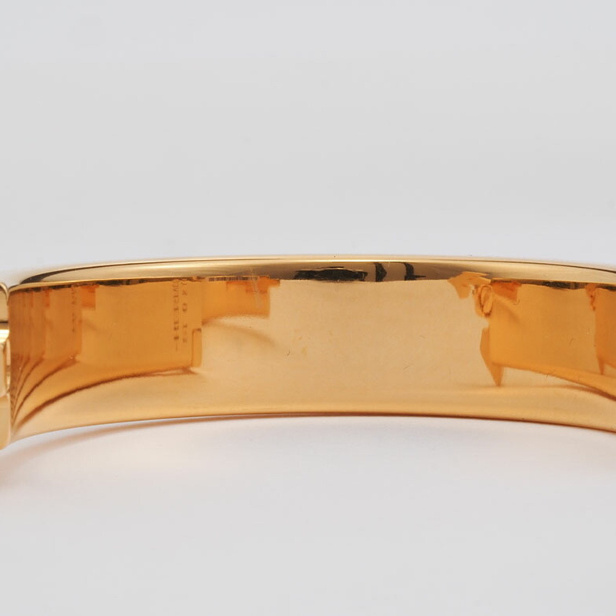 Hermes Enamel Bracelet Click H PM Bangle White Yellow Gold H700001F 31PM Women's HERMES