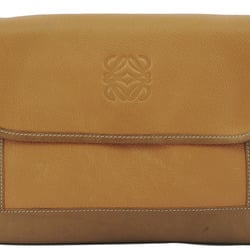 LOEWE Anagram Flap Shoulder Bag Beige Brown Women's Leather Clutch