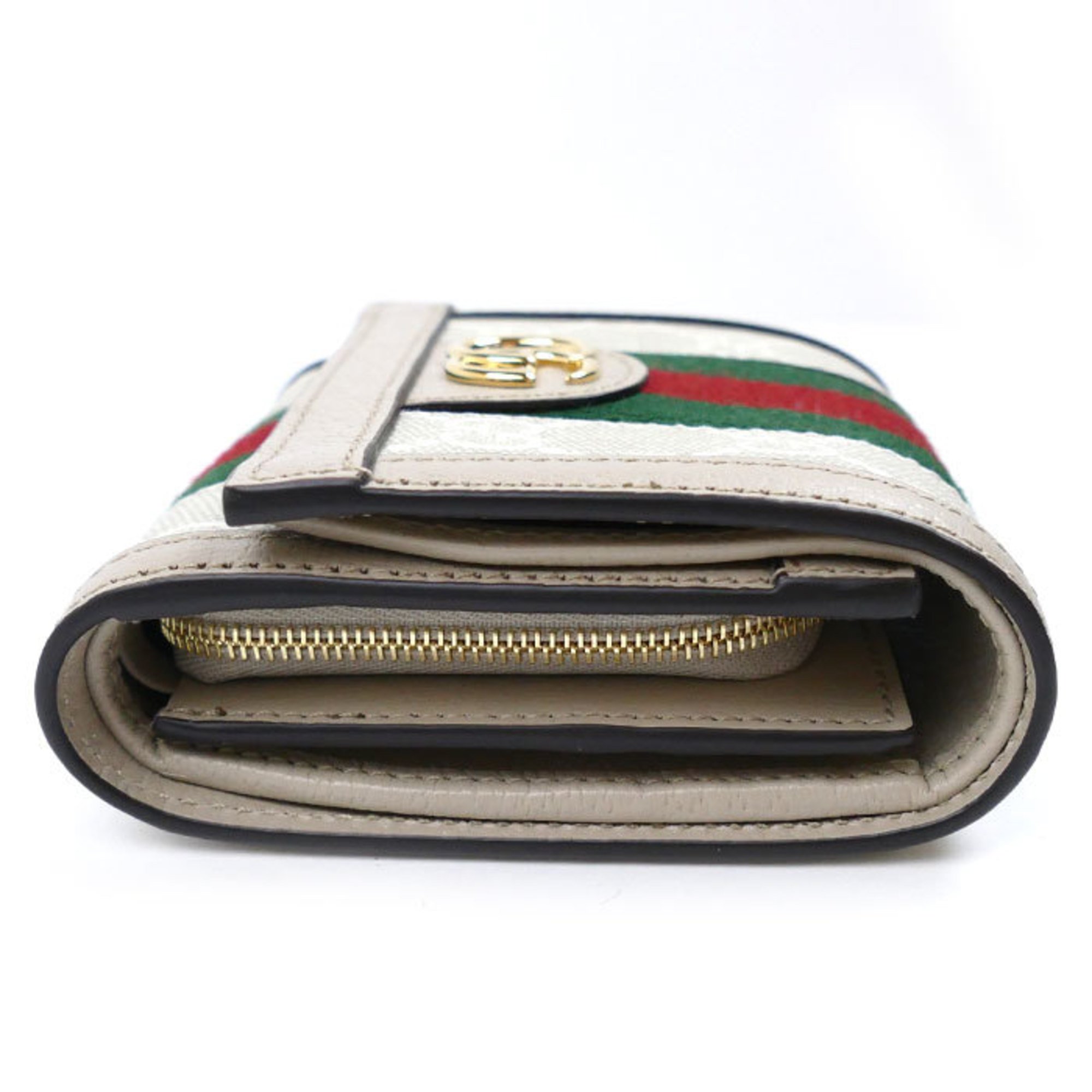 GUCCI Ophidia GG Card Case Wallet Bi-fold Beige White 598662 UULAG 9682 Women's