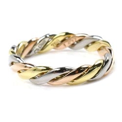 Christian Dior K18YG Yellow Gold K18WG White K18PG Twist Ring, Size 11.5, 3.6g, Women's