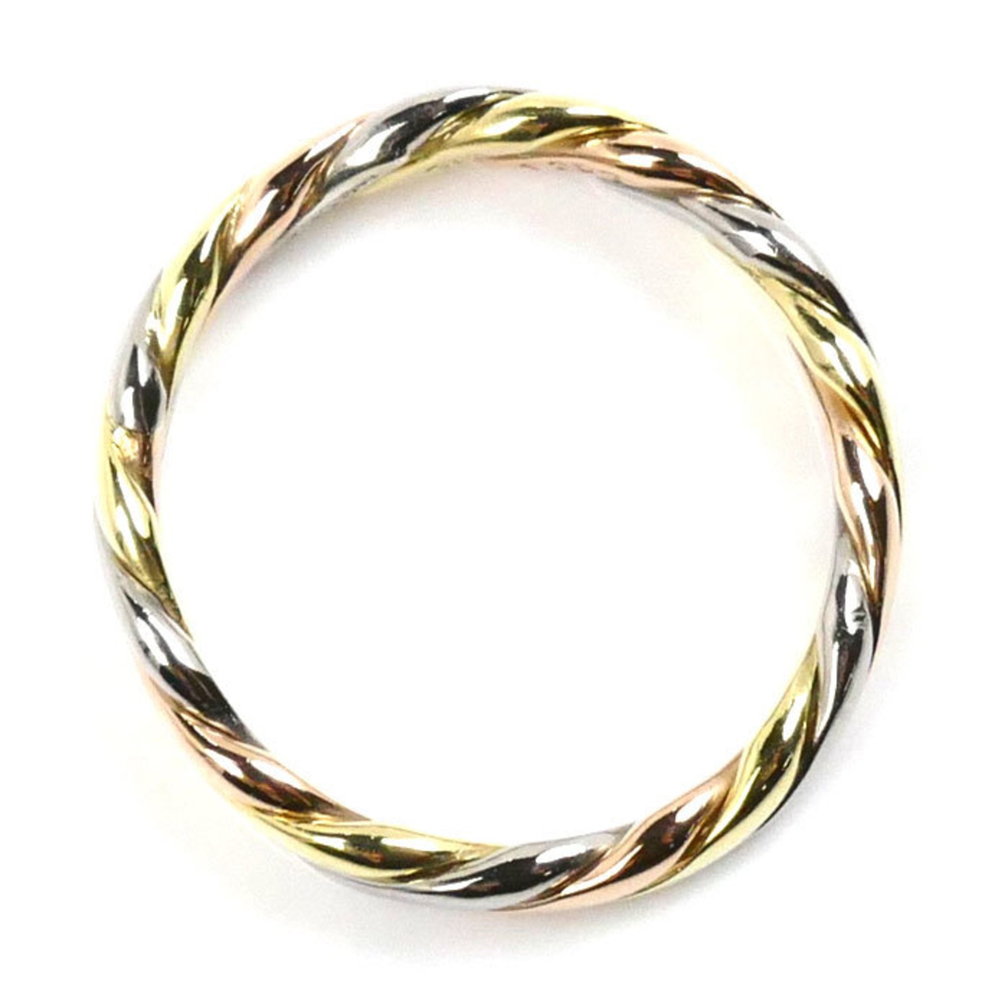 Christian Dior K18YG Yellow Gold K18WG White K18PG Twist Ring, Size 11.5, 3.6g, Women's