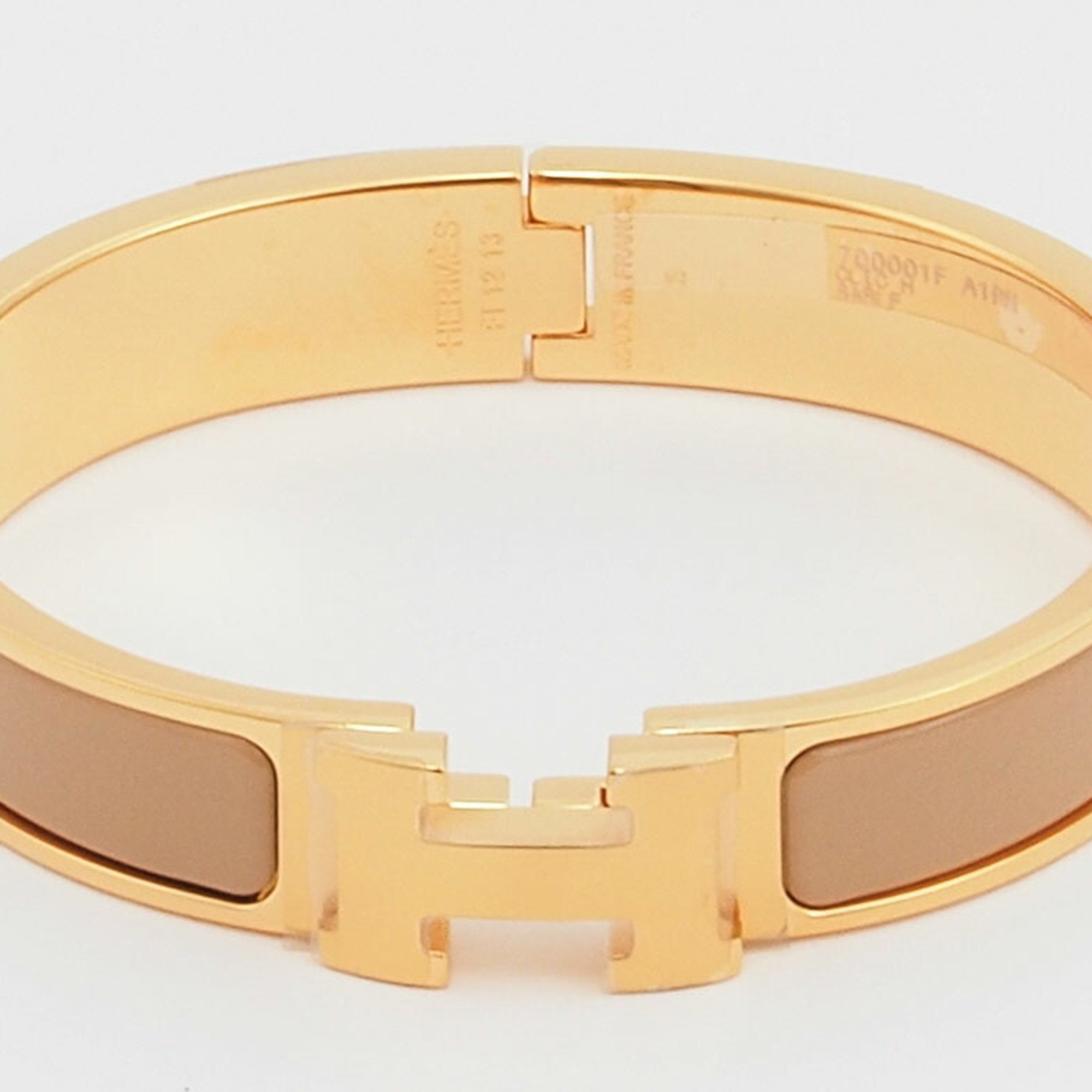 Hermes Enamel Bracelet Click H PM Bangle Sable Yellow Gold H700001F A1PM Women's HERMES