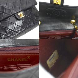 CHANEL Shoulder Bag Matelasse Leather Metal Black Gold Women's e59575a