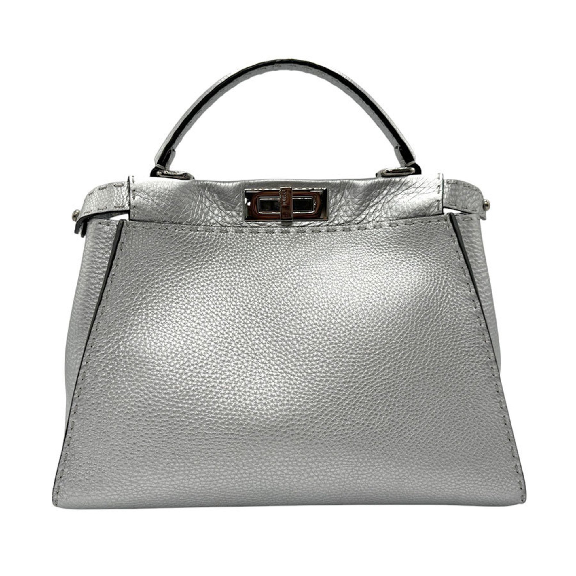 FENDI handbag shoulder bag peekaboo medium leather silver ladies 8BN290-5QG z2853