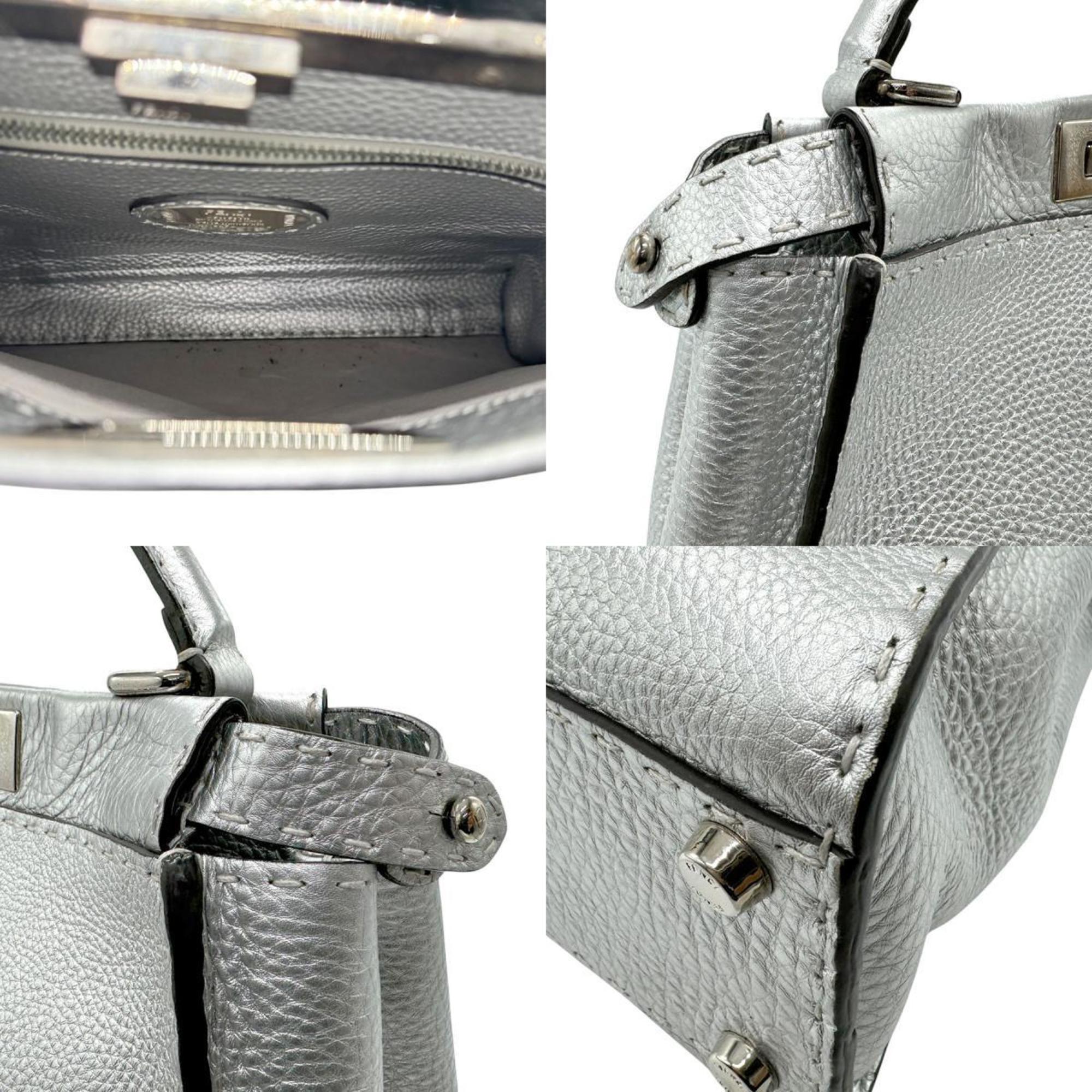 FENDI handbag shoulder bag peekaboo medium leather silver ladies 8BN290-5QG z2853