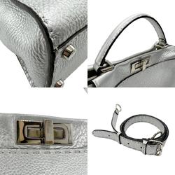 FENDI handbag shoulder bag peekaboo medium leather silver ladies 8BN290-5QG z2853