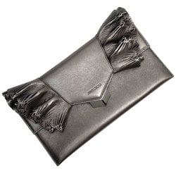 JIMMY CHOO Clutch Bag Leather Metallic Grey Women's w0816a