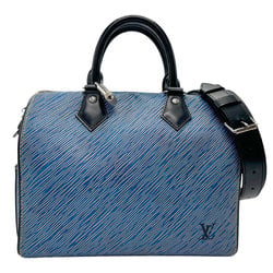 Louis Vuitton LOUIS VUITTON Handbag Shoulder Bag Epi Denim Speedy Bandouliere 25 Leather Blue Black Silver Women's M51280 z2805