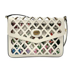 GUCCI Flora Shoulder Bag Leather Canvas Off-White Multicolor Gold Women's 550138 n0737