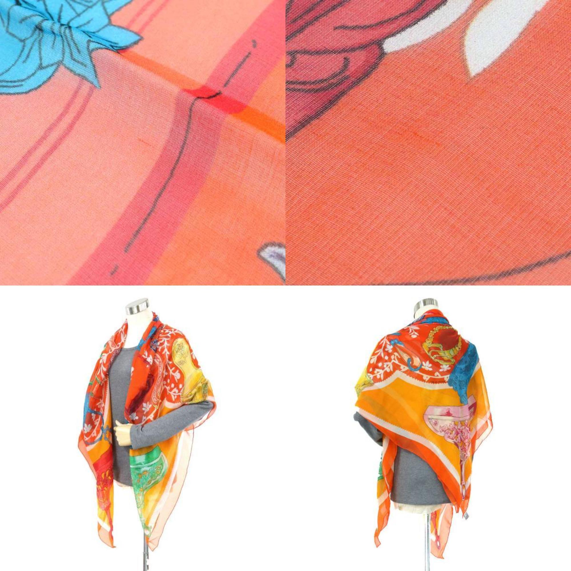 Hermes HERMES Scarf Muffler ETRIERS Silk Orange Multicolor Women's e59565a