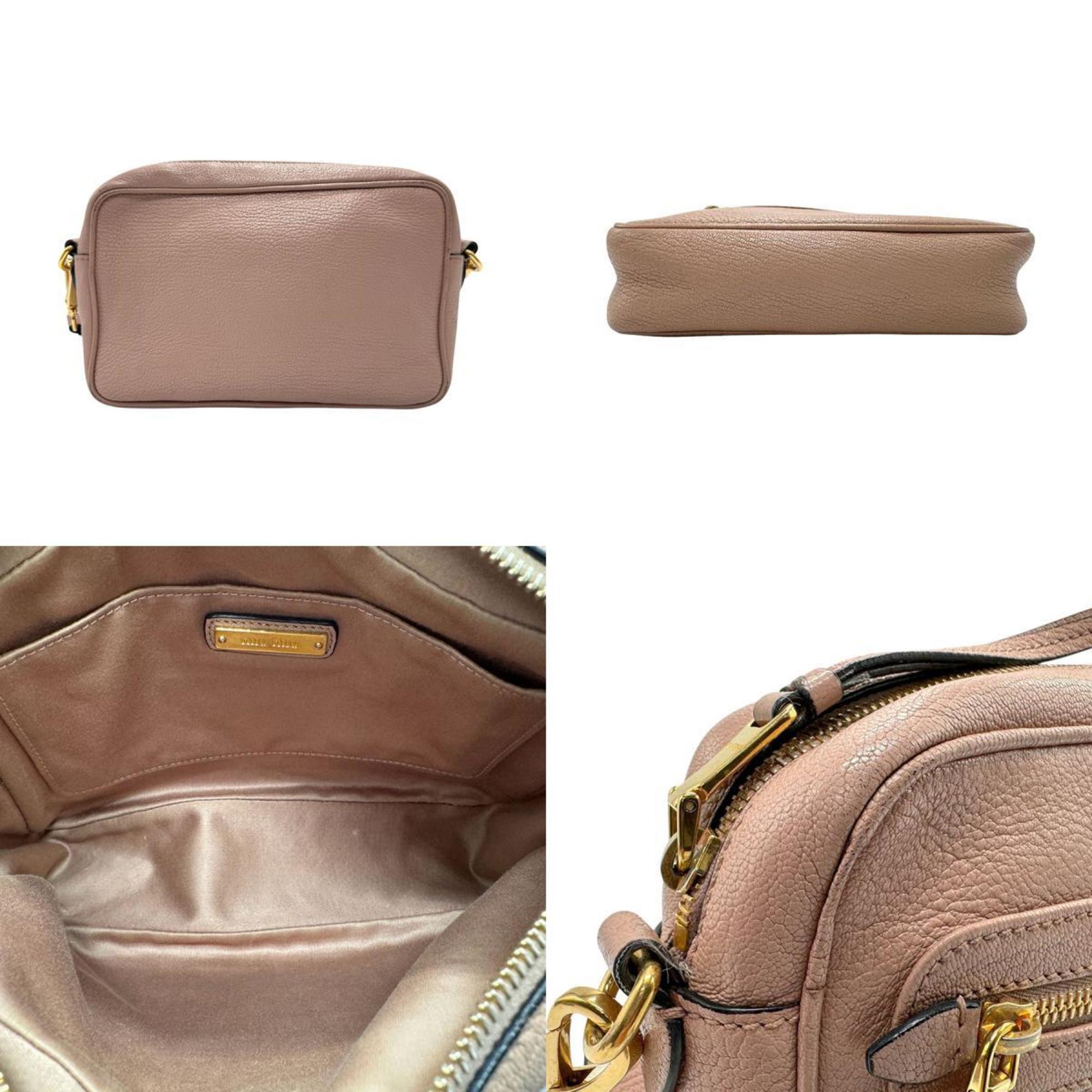 Miu Miu Miu shoulder bag leather canvas pink brown gold women's z2821