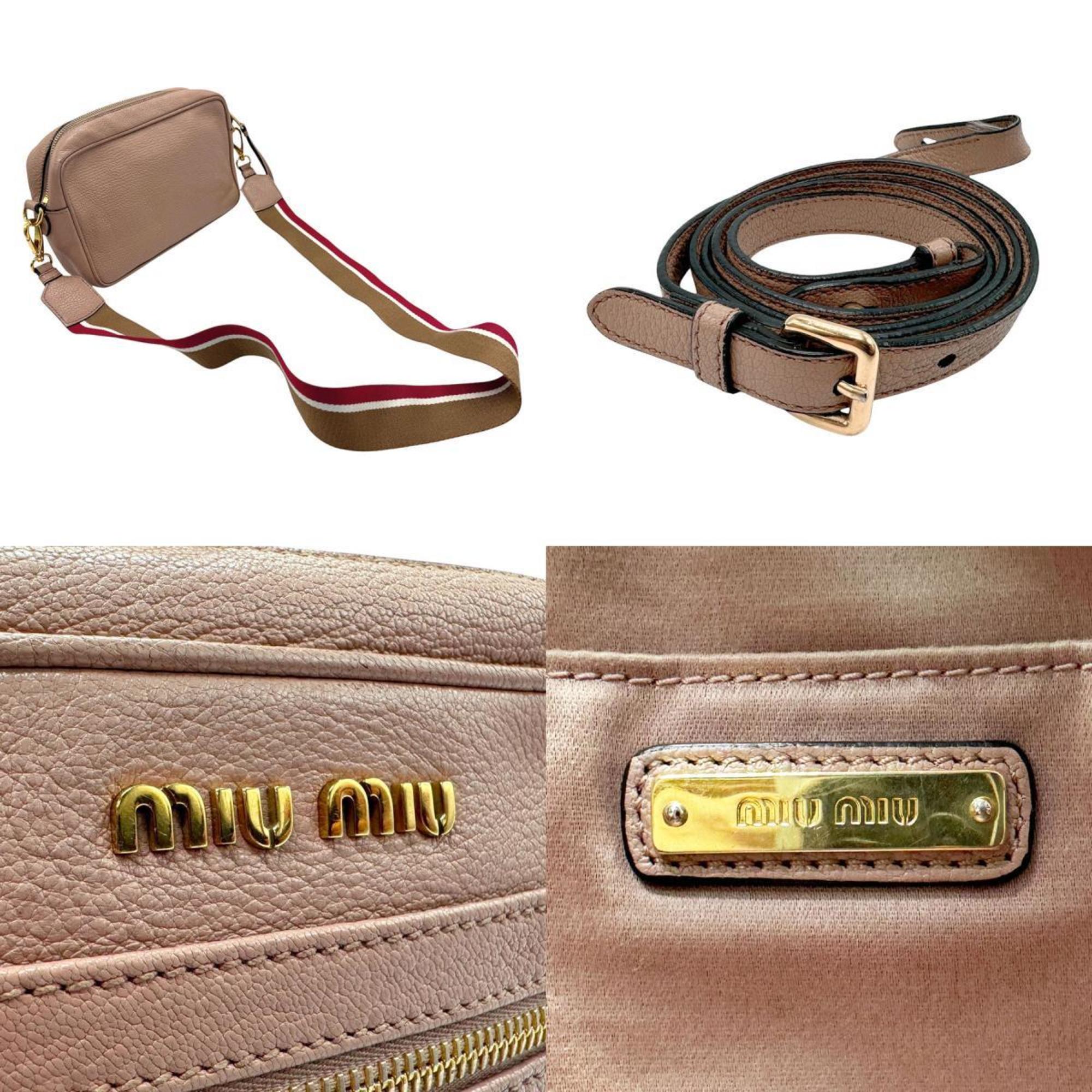 Miu Miu Miu shoulder bag leather canvas pink brown gold women's z2821