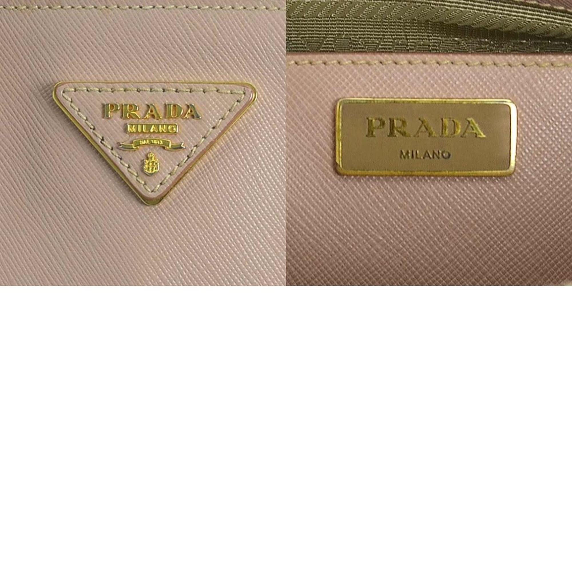 PRADA handbag shoulder bag leather pink beige gold ladies e59551a