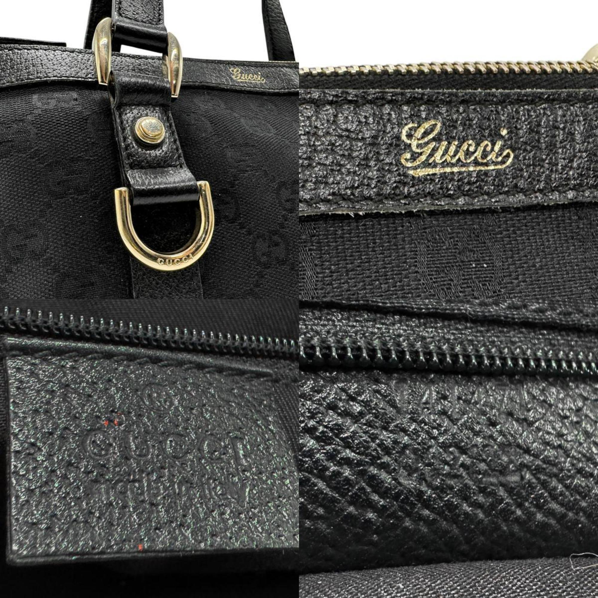 GUCCI handbag GG canvas leather black gold ladies 141471 n0741