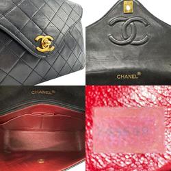 CHANEL Shoulder Bag Matelasse Lambskin Black Gold Women's z2799