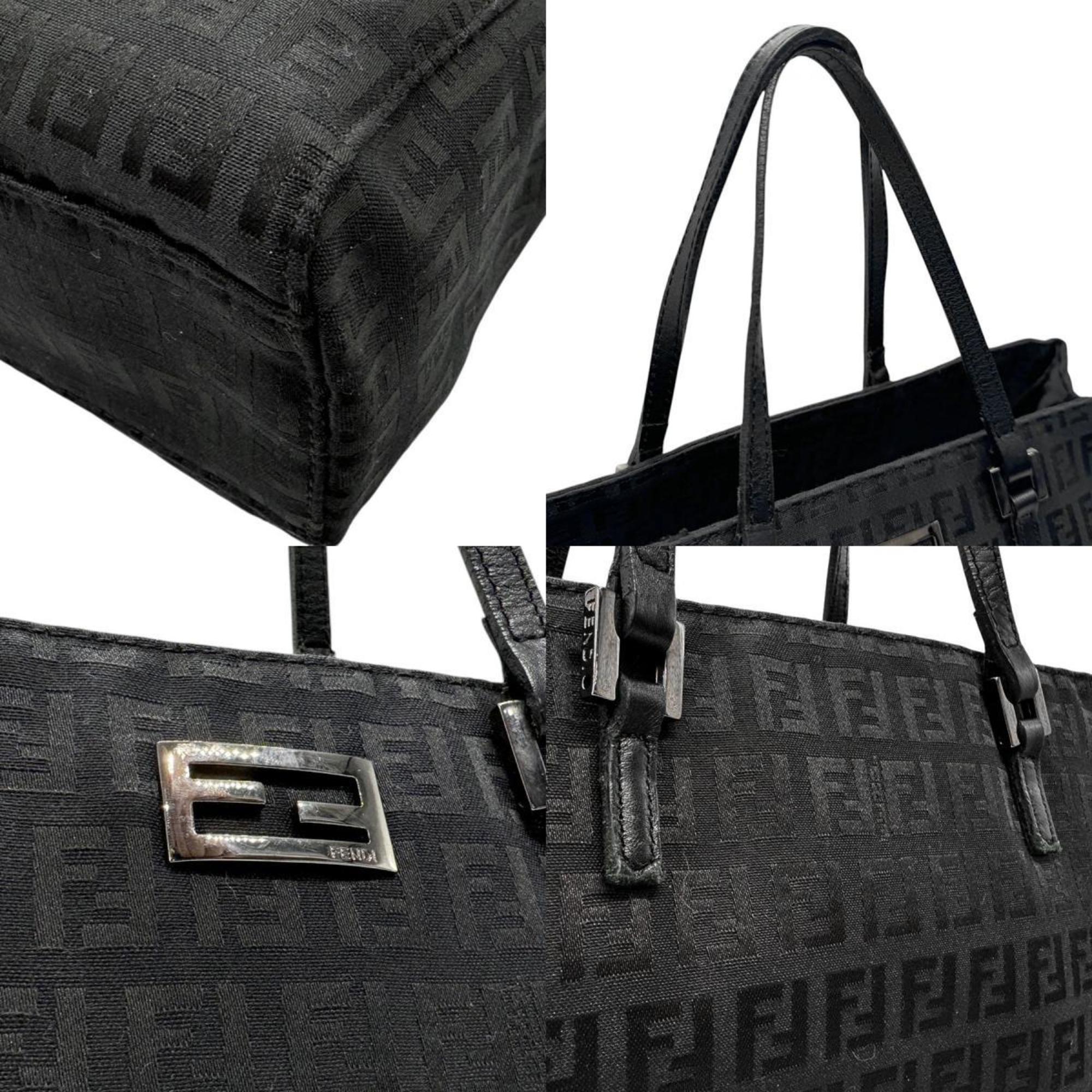 FENDI Handbag Zucchino Canvas Leather Black Men's Women's z2817