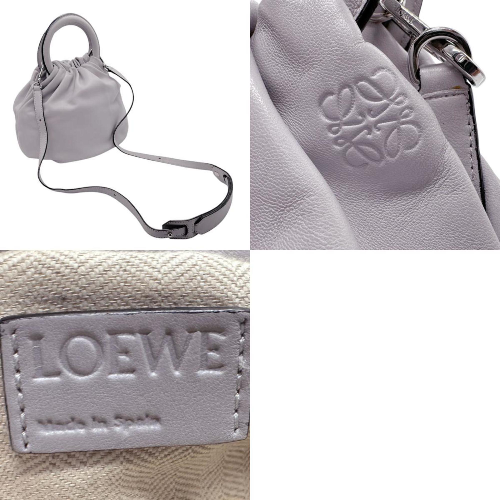 LOEWE Handbag Shoulder Bag Anagram Bounce Leather Grey Women's z2838