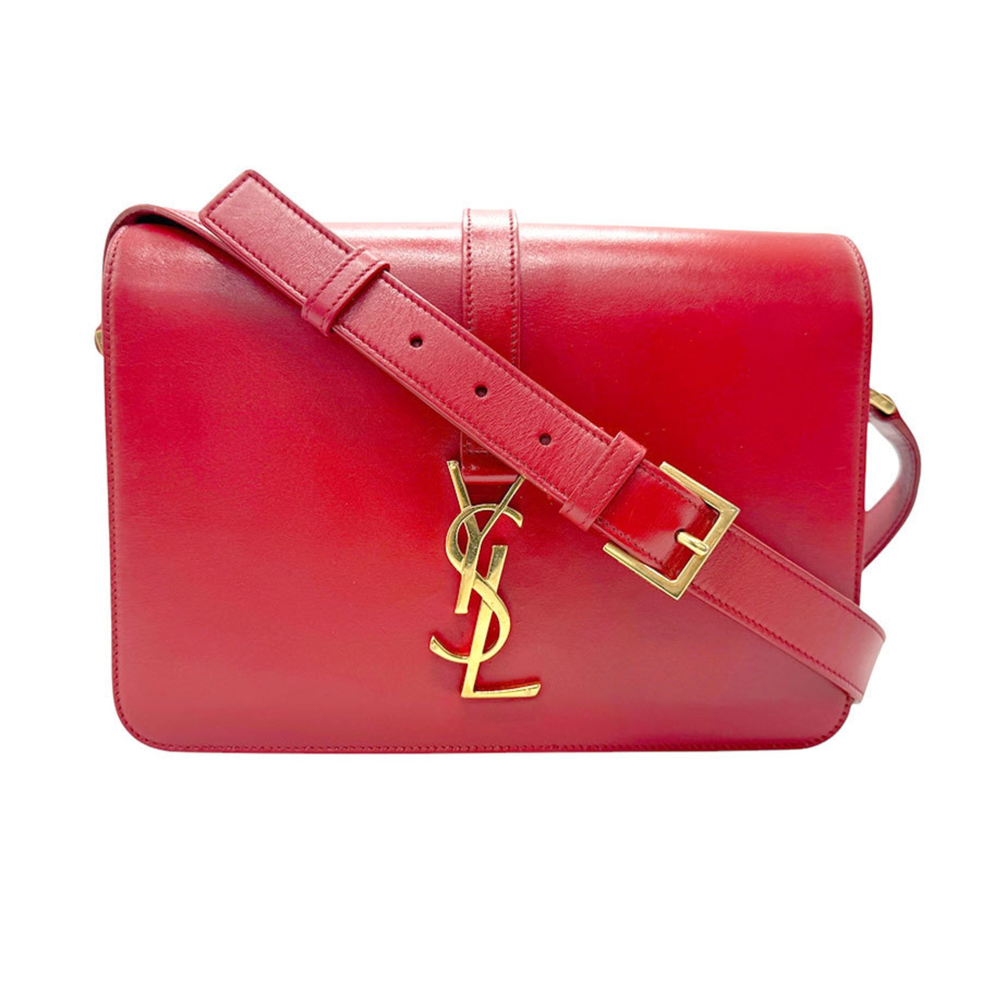 Saint Laurent shoulder bag leather red gold women's z2824