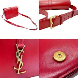 Saint Laurent shoulder bag leather red gold women's z2824