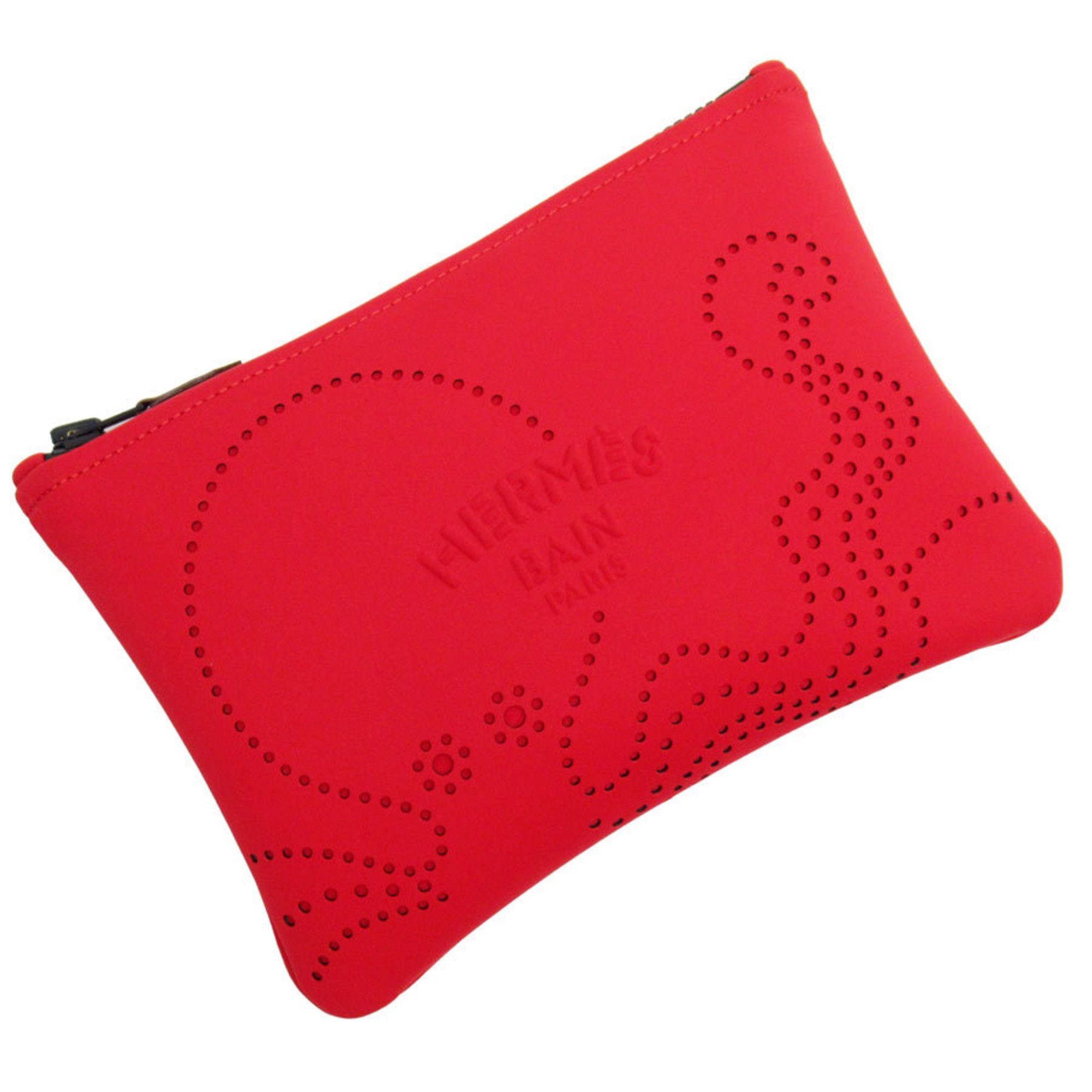 Hermes HERMES Pouch BAIN Nylon Red Men's Women's w0830a