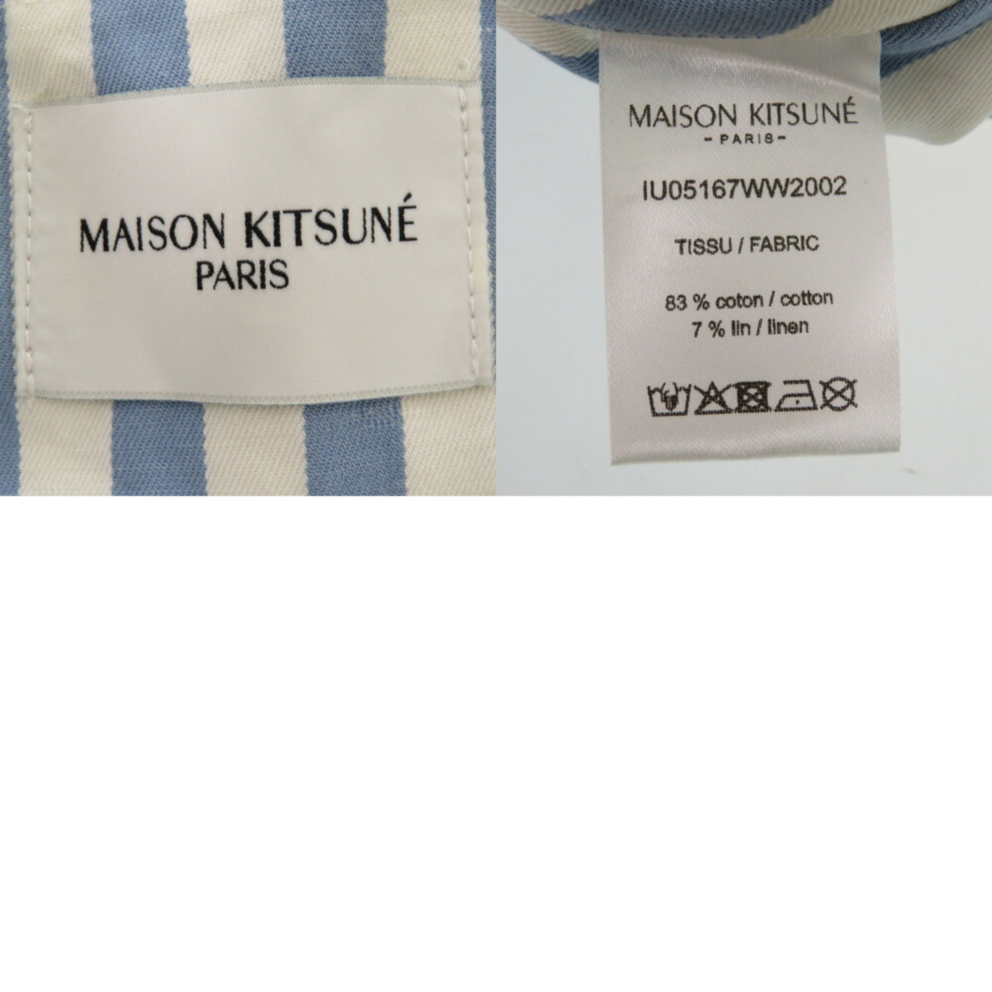 Maison Kitsune Tote Bag IU05167WW2002 S422 Blue Stripe Cotton White 1457MAISON KITSUNE