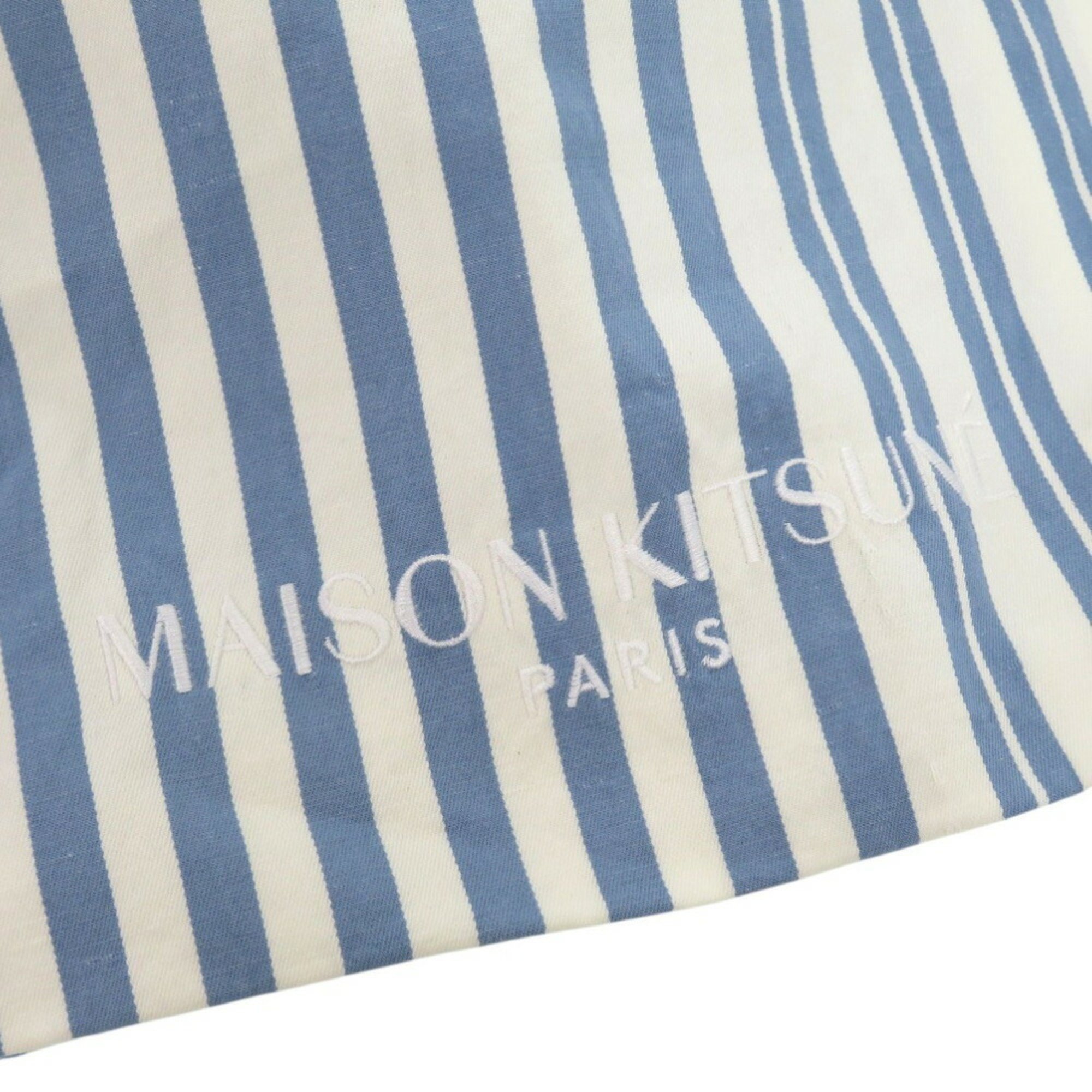 Maison Kitsune Tote Bag IU05167WW2002 S422 Blue Stripe Cotton White 1457MAISON KITSUNE