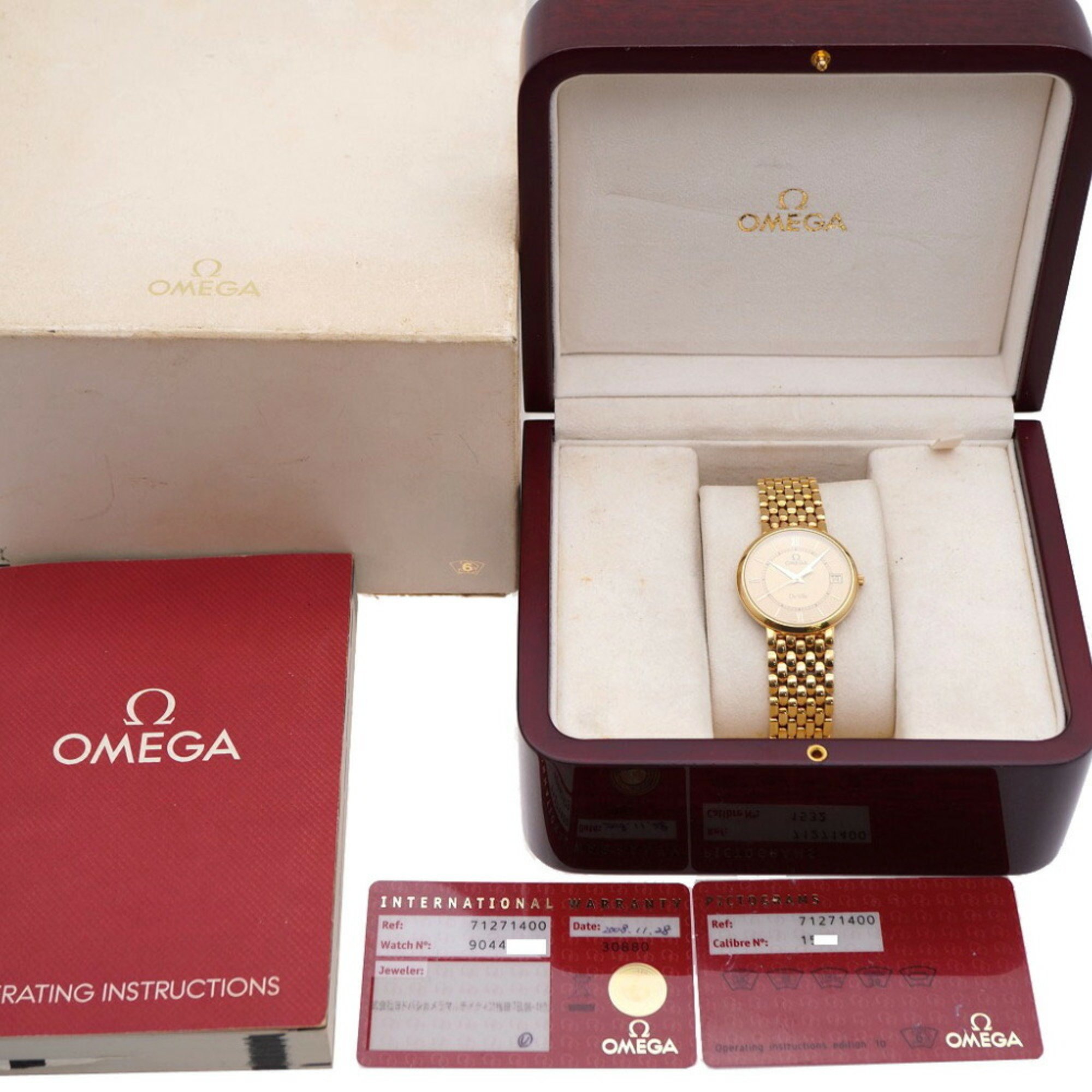 OMEGA De Ville K18YG 80.3g Solid Gold 71271400 Quartz Wristwatch 750 Yellow Dial 0076OMEGA Men's