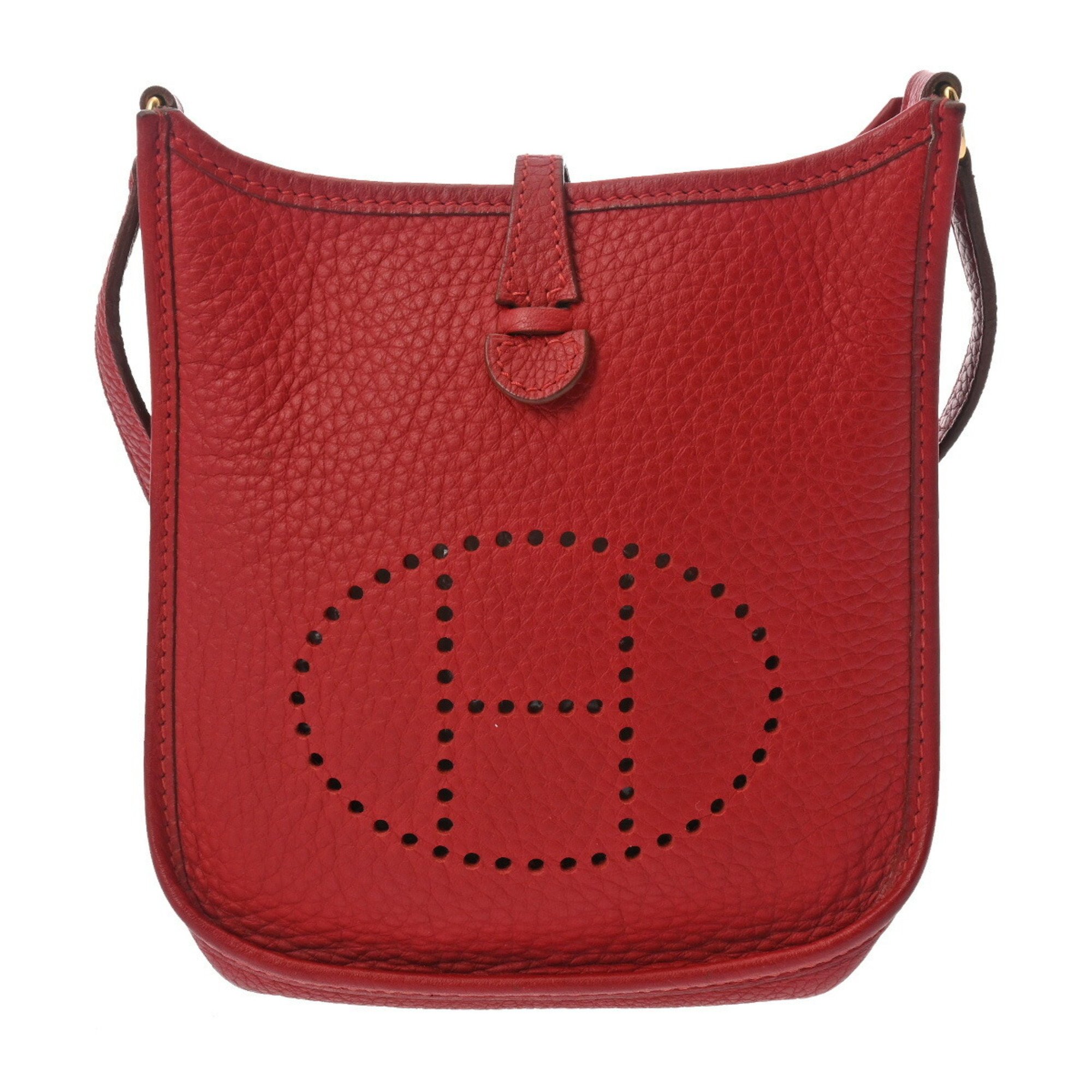 HERMES Evelyn TPM Rouge vif G stamp (around 2003) Women's Taurillon Clemence shoulder bag