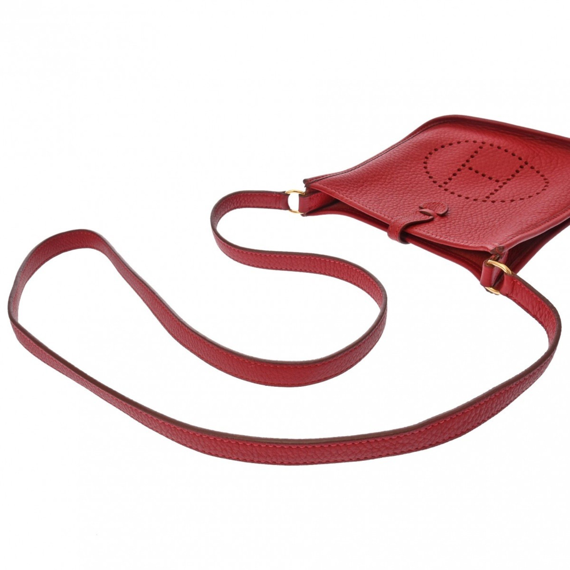 HERMES Evelyn TPM Rouge vif G stamp (around 2003) Women's Taurillon Clemence shoulder bag