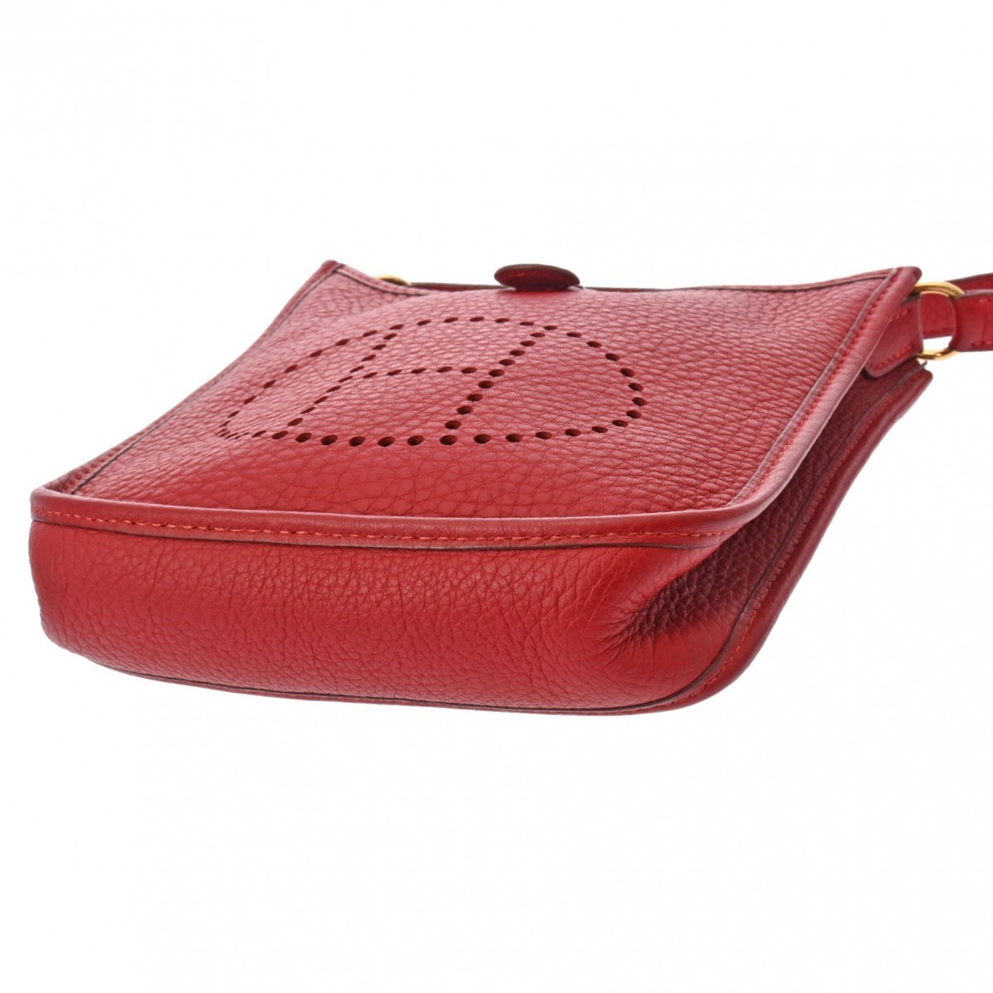 HERMES Evelyn TPM Rouge vif G stamp (around 2003) Women's Taurillon Clemence shoulder bag