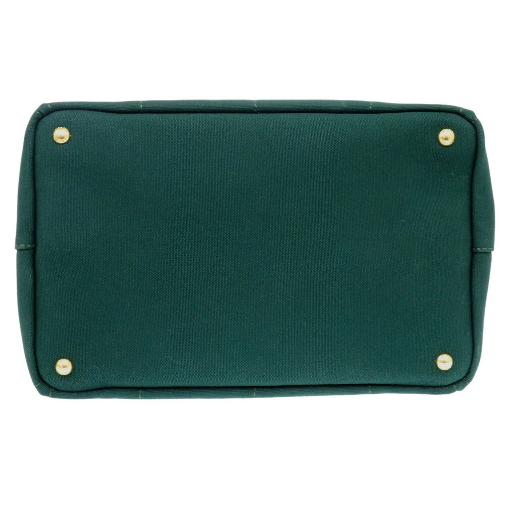 Prada CANAPA BN2642 Canvas Green Tote Bag 0171PRADA