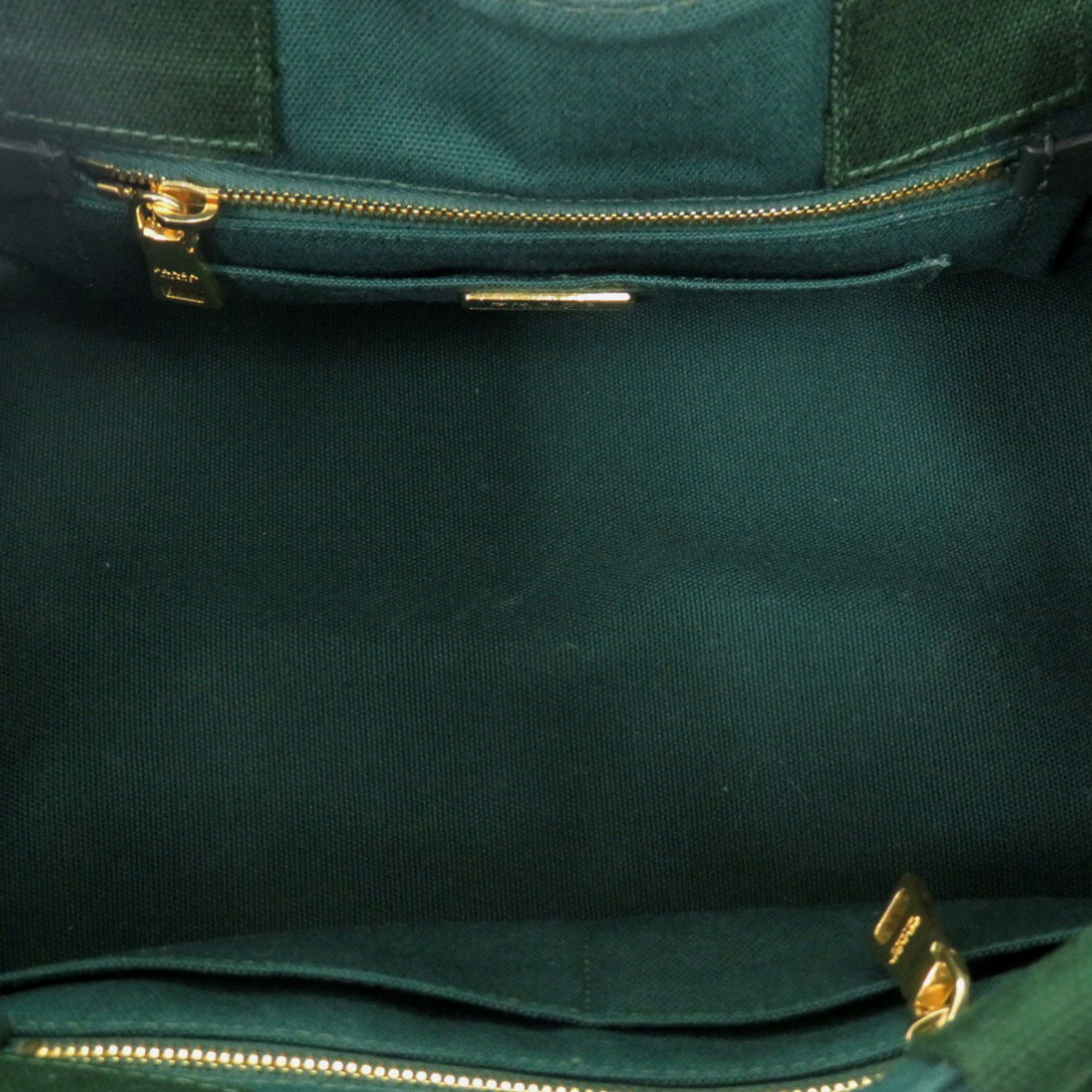 Prada CANAPA BN2642 Canvas Green Tote Bag 0171PRADA