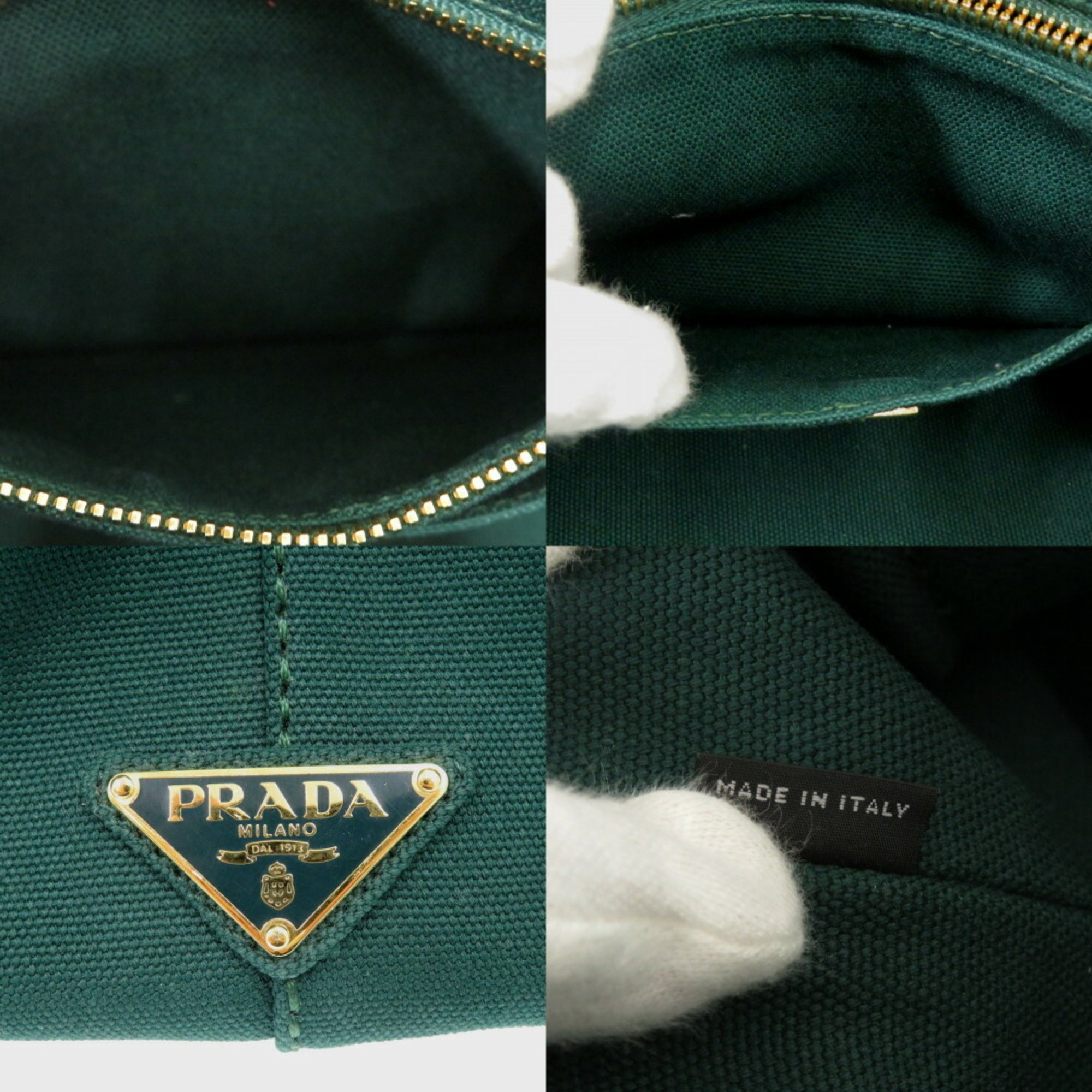 Prada CANAPA BN2642 Canvas Green Tote Bag 0171PRADA