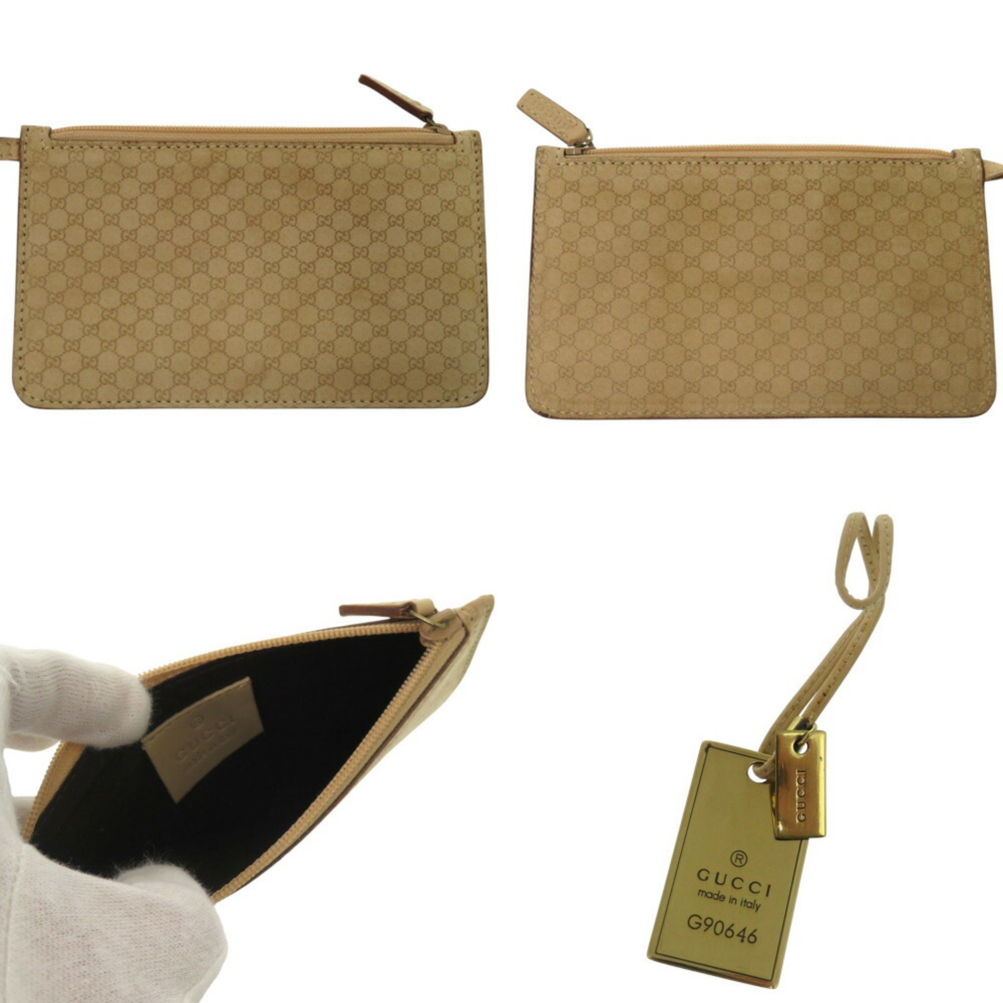 Gucci Perforated Flap Handbag Leather Beige 2205GUCCI