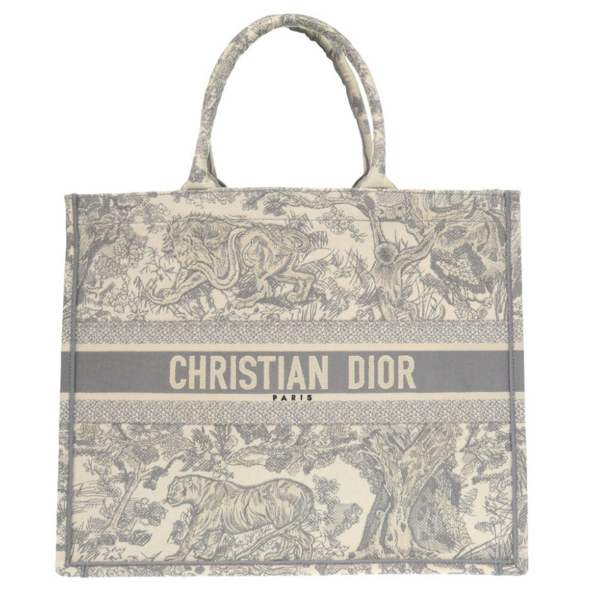 Christian Dior Book Tote Large Bag Canvas Grey 0398Christian