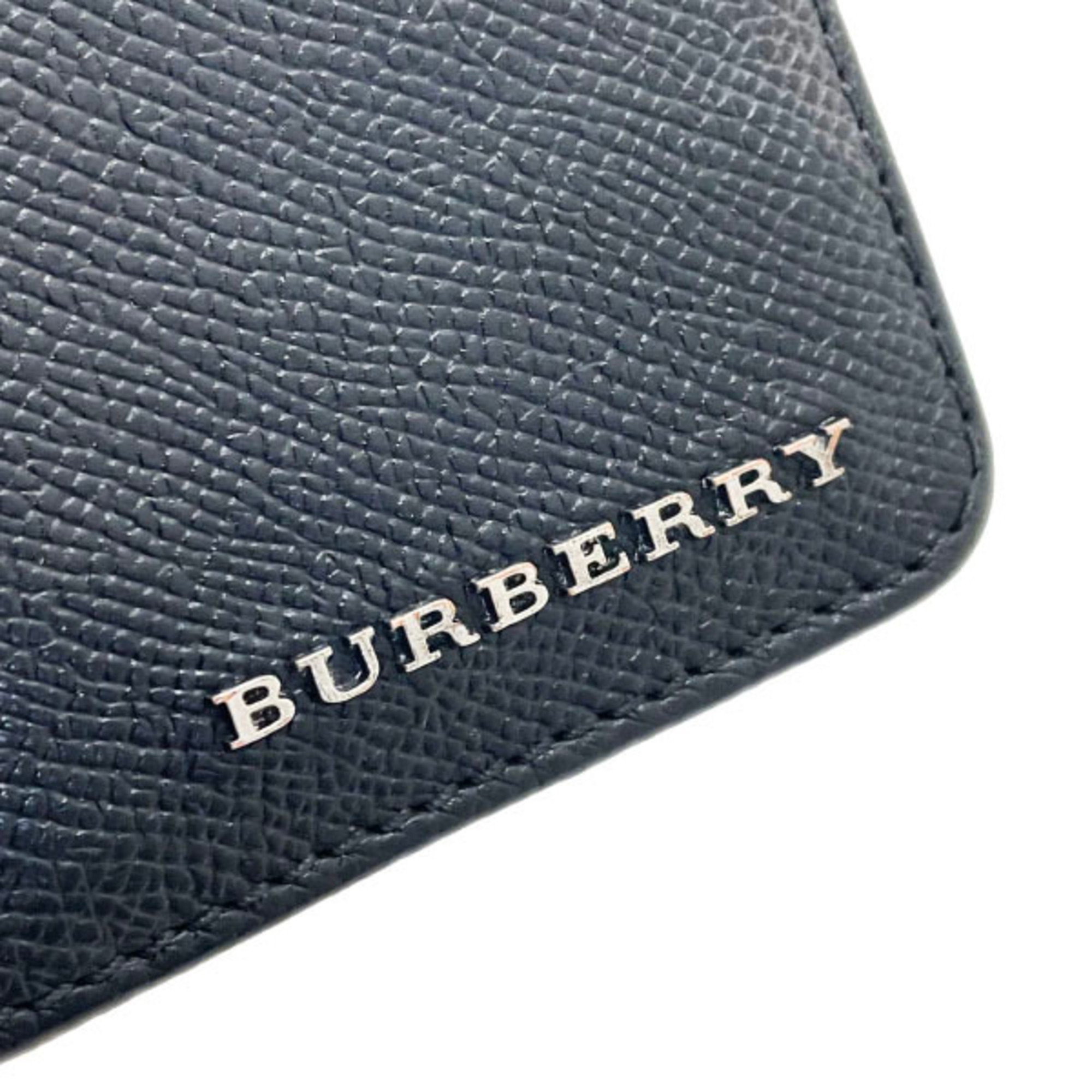 Burberry Leather Black BURBERRY Long Wallet Men's HH-13755