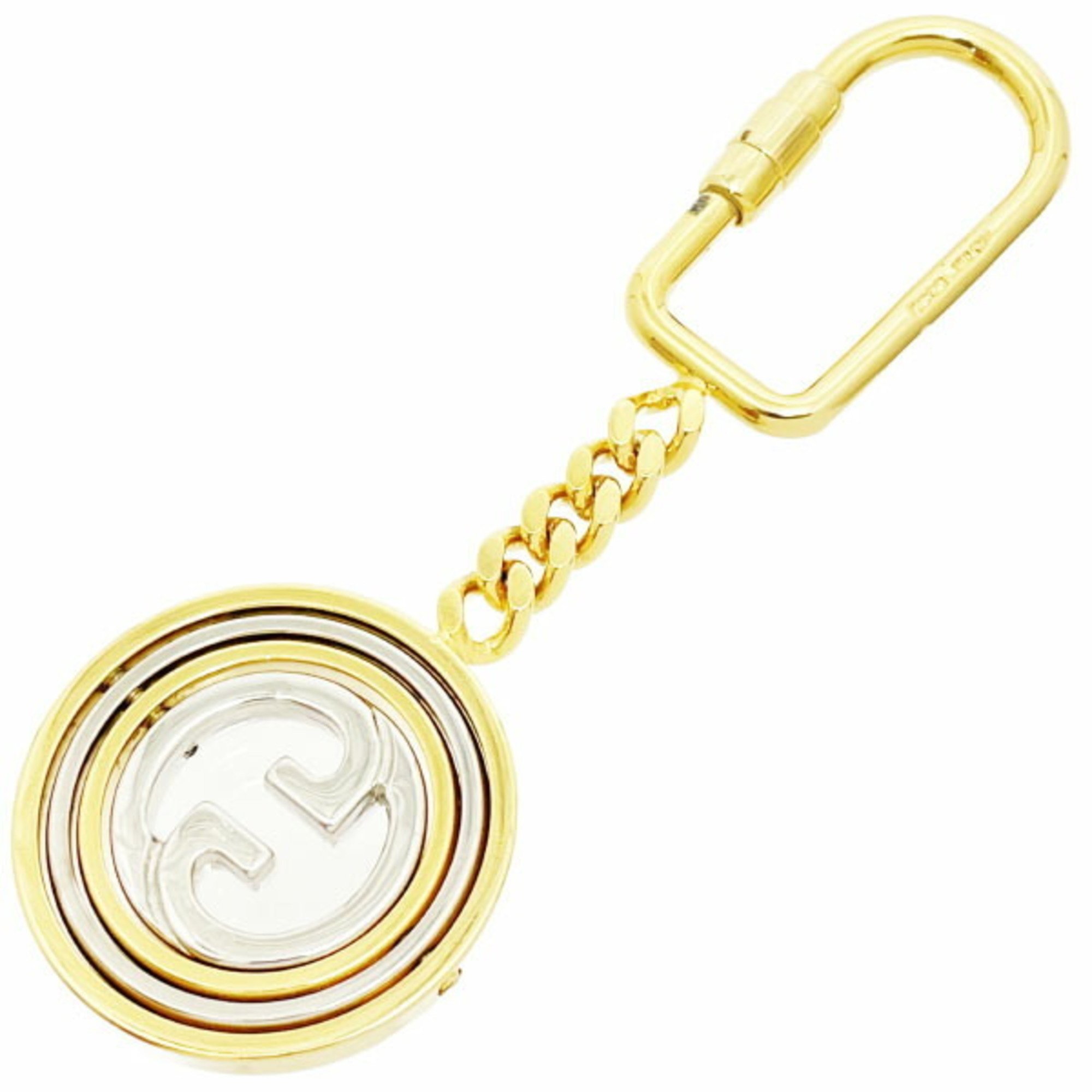 Gucci Keychain Double G Keyring Metal Gold Silver GUCCI GG Old Round Motif Key Hook Bag Charm TRN-13837